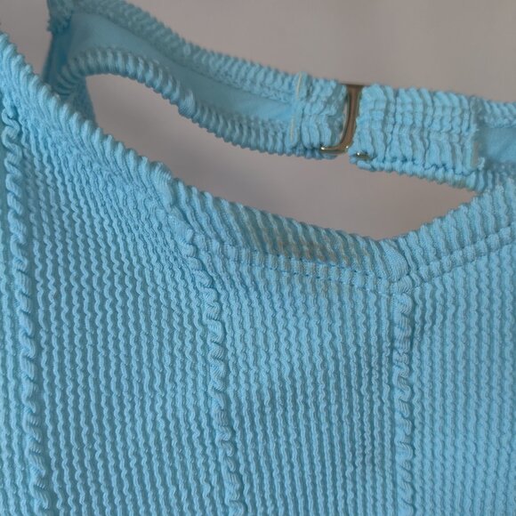 SOILED Salt + Cove Women's Ribbed Bralette Swim Top Blue Size XL $40 O281 - Picture 2 of 2